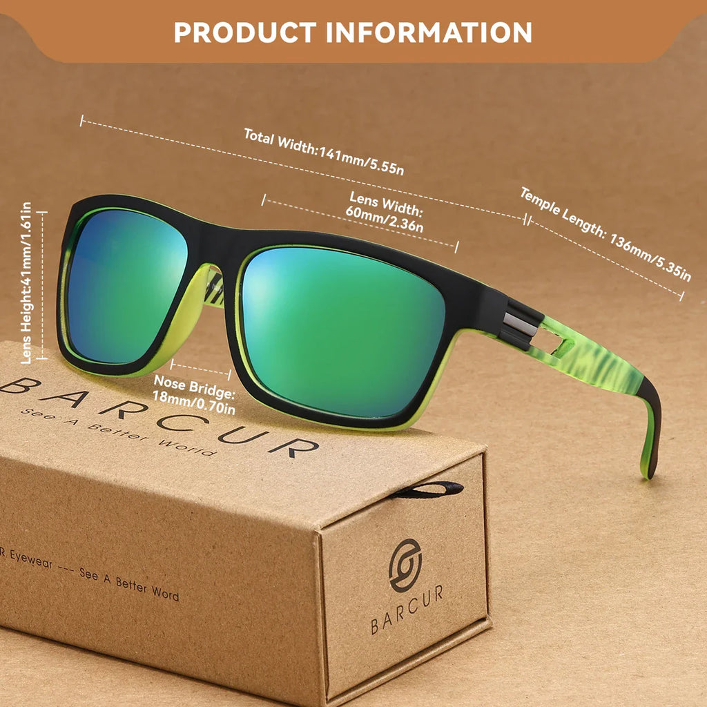 BARCUR Women Box Printed Polarized Sunglasses Tourism Camping Walking Sunscreen Tourism Brand Packaging Gift Giving Men Glasses