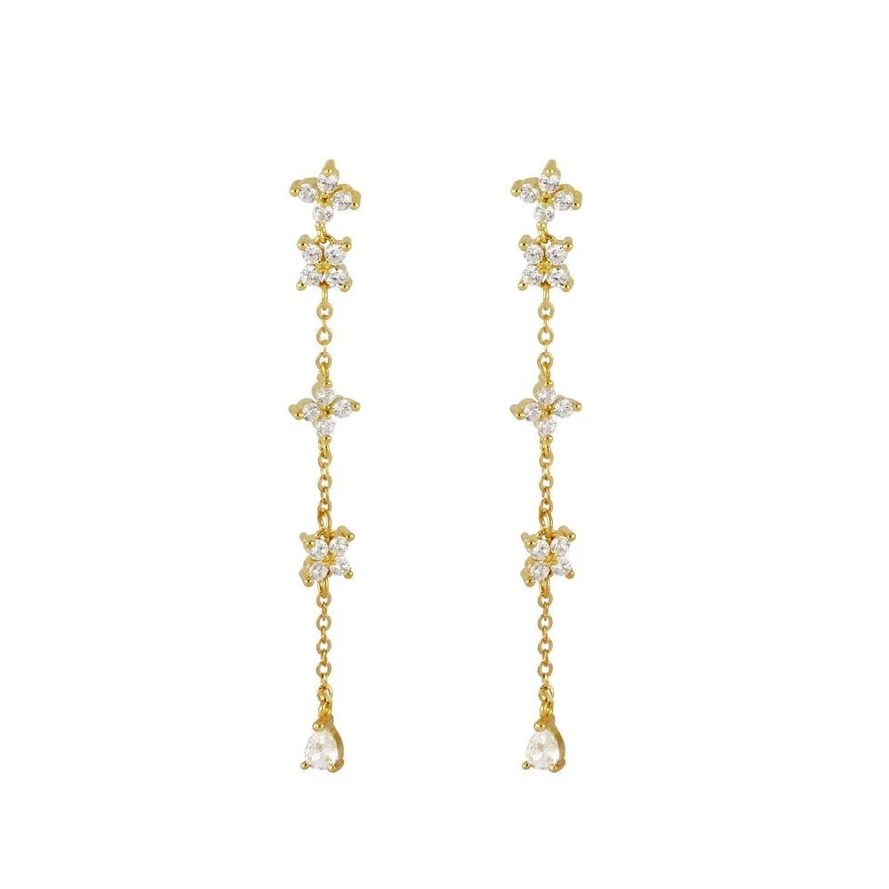 Gold Color Long Chain Dangle Earrings For Women