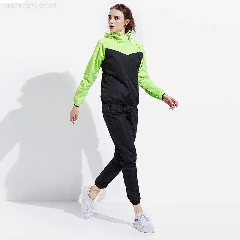 Sauna Suit Women Gym Clothing Set Men Pullover Hoodies Tops Running Fitness Exercise Sportswear Weight Loss Sweating Sports Suit