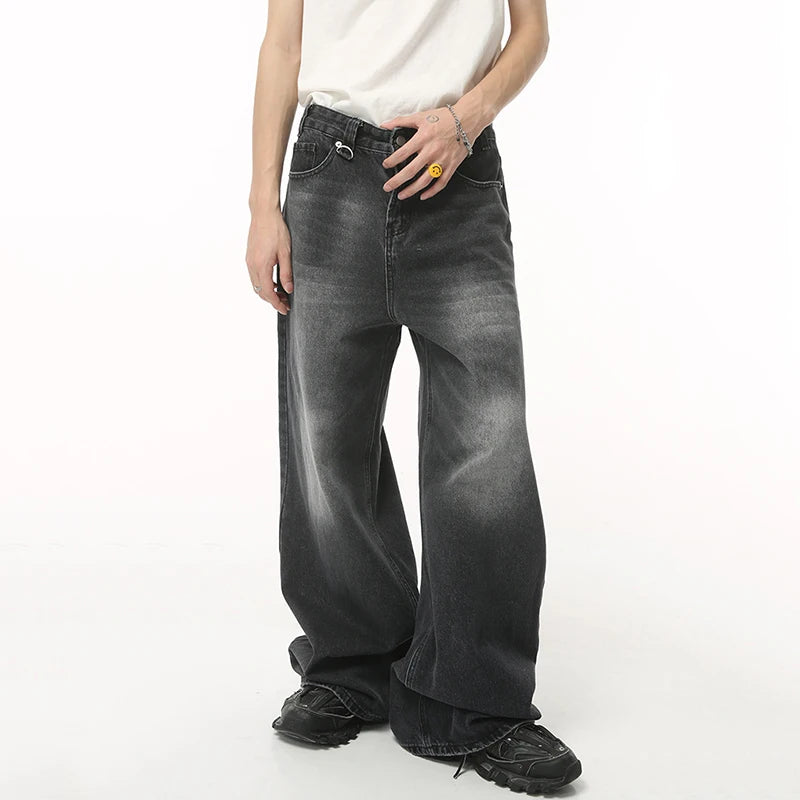 Vintage Men's Baggy Denim Trousers Streetwear Wide Leg Pants
