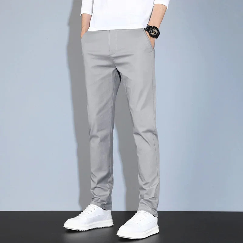 Men Soft Comfortable Khaki Ultra-thin Ice Silk Pants