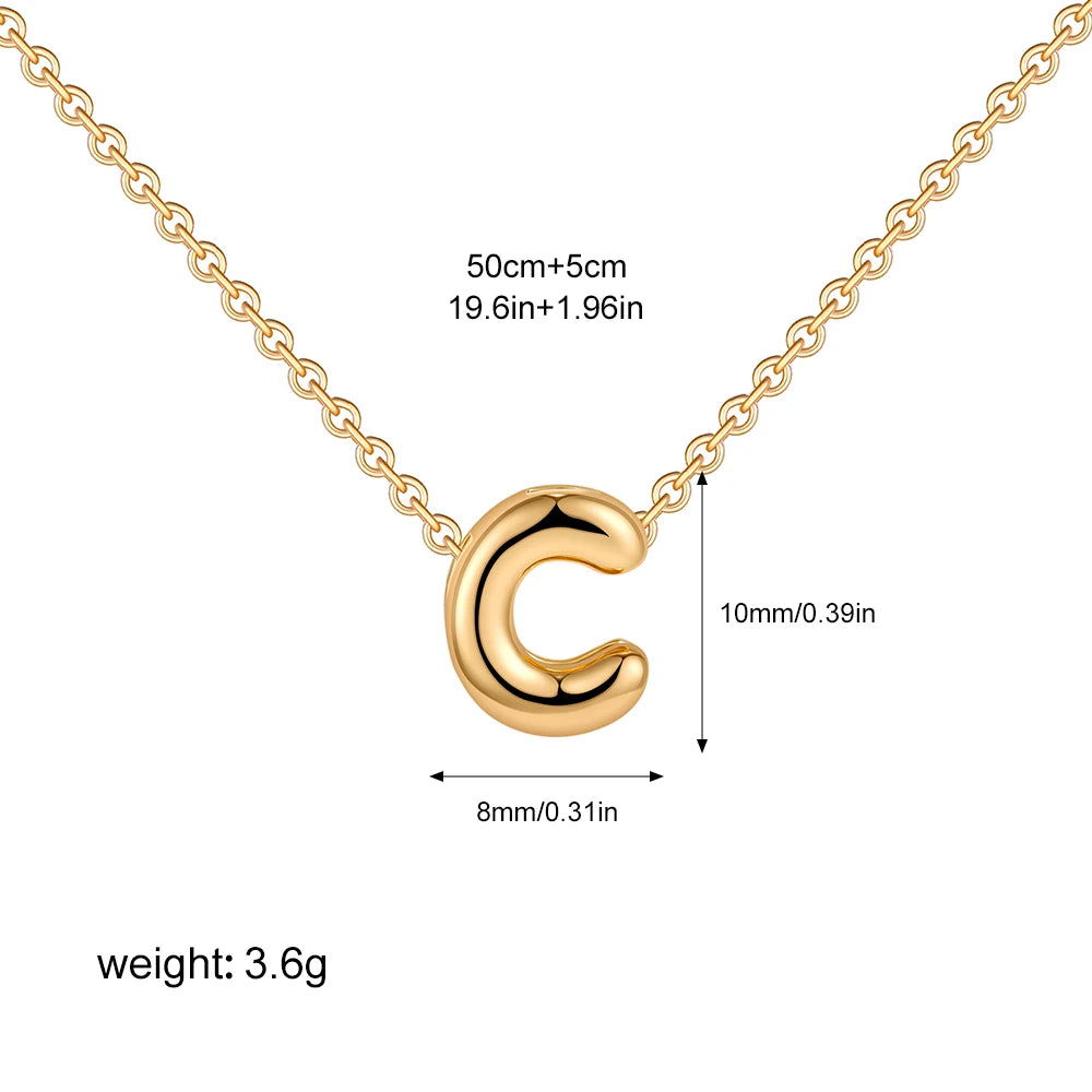 Bubble Initial A-Z Alphabet Mini Necklace for Women