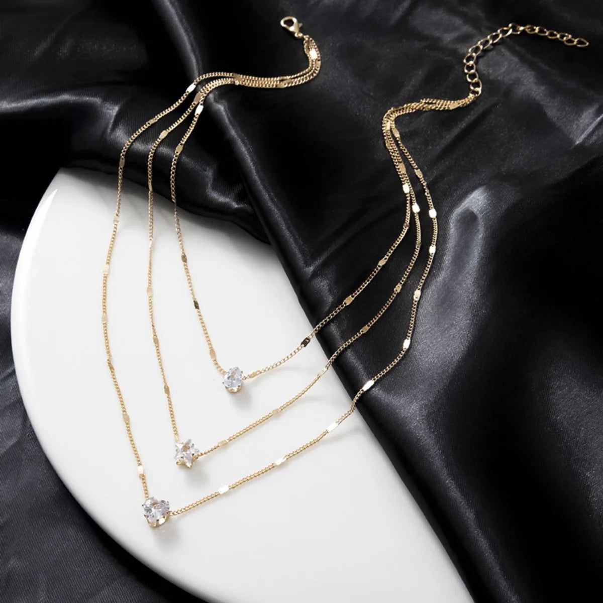 Star Heart Shape Water Drop Pendant Chain Necklace