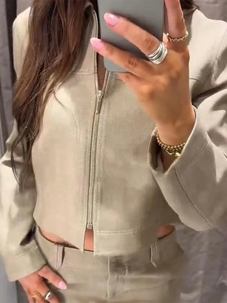 Elegant Turned Twill Women's Two Piece Suit