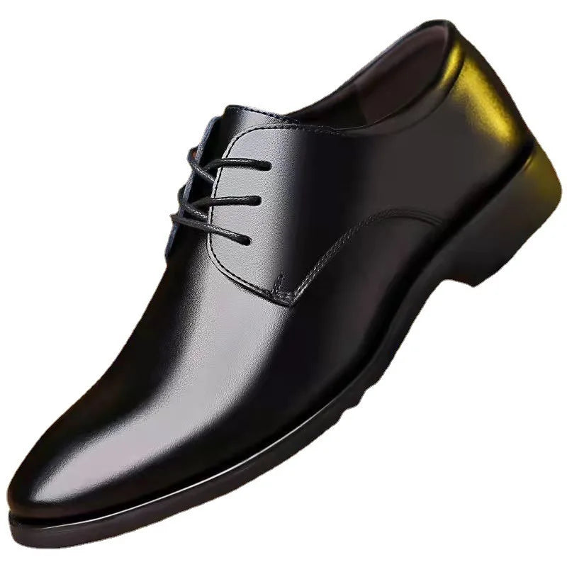 Men’s leather dress shoes business casual formal pointed toe spring autumn black
