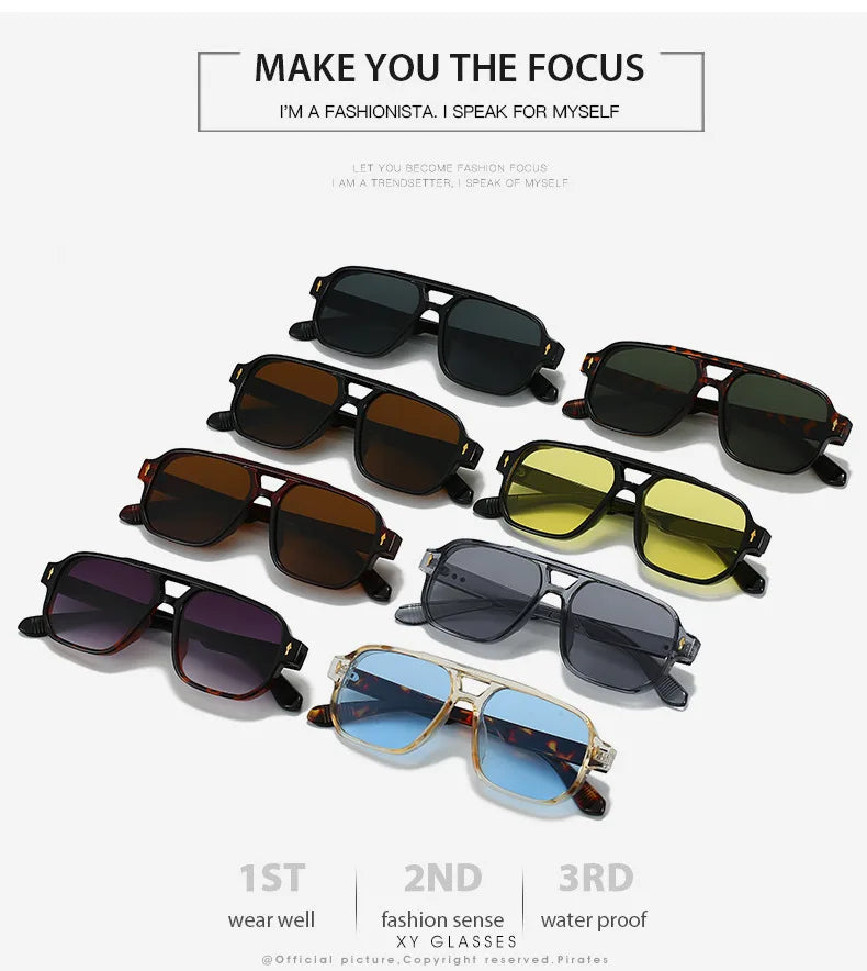 Fashion Square Sunglasses Women Men Driving Rivets Arrow Decoration Casual Travel Suitable for All Sun Glasses Uv400