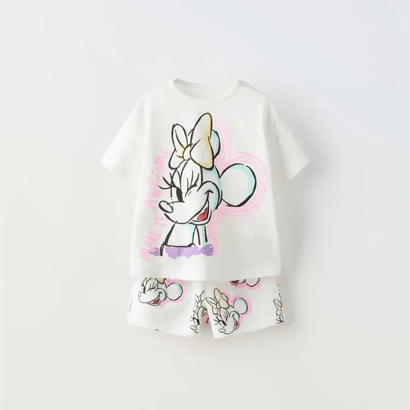 Little Girl Mickey Mouse Cartoon T-shirt Set