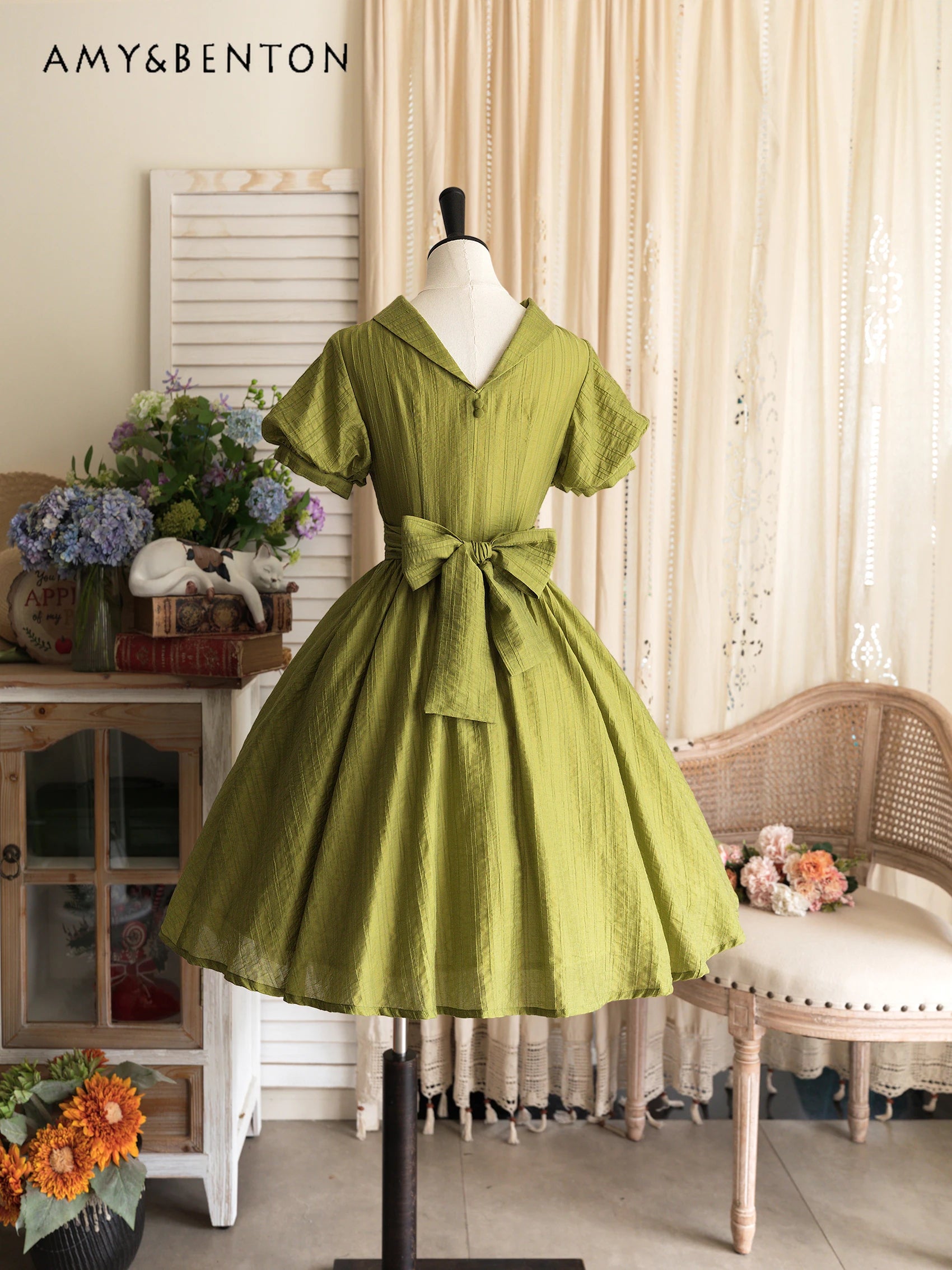 Retro Pastoral Style Elegant CLA Classical Tencel Dress for Women