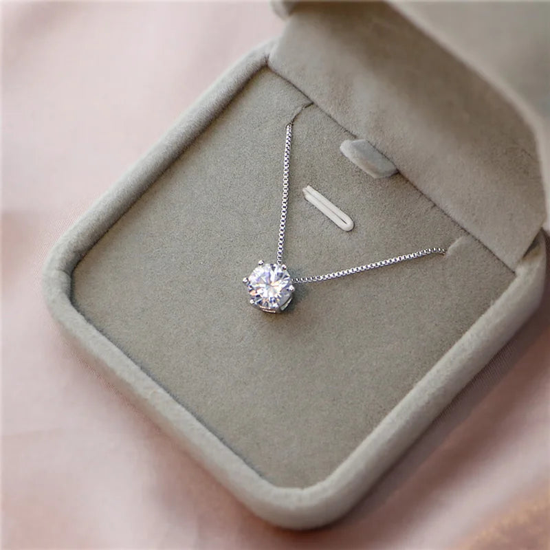Sterling Silver Plated Necklace Versatile Single Sparkling Chain for Women