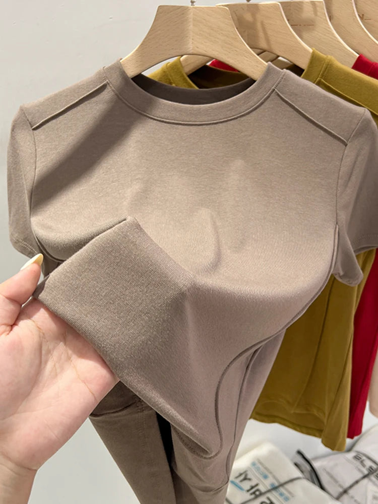 AOSSVIAO 2026 Summer white T-shirt Cotton female short-sleeved student versatile loose half-sleeve t-shirt Harajuku top trend