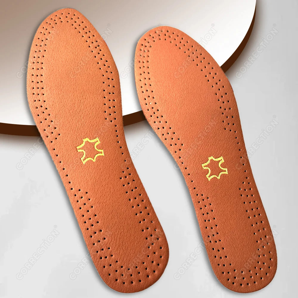 Soft Leather Insole For Shoes Men women Comfortable Deodorant Orthotic Insoles Lightweight Leather Shoe Soles Plantar Fasciitis