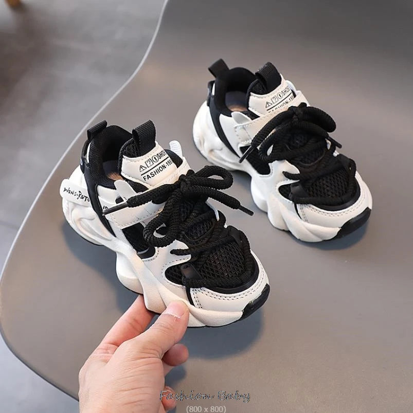 Children's Leather Patchwork Sneakers Spring Autumn New Baby Soft Bottom Casual Shoes School Sports Sneakers For Boys Girls