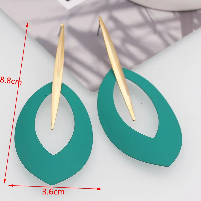 Green Color Crystal Dangle Earrings for Women