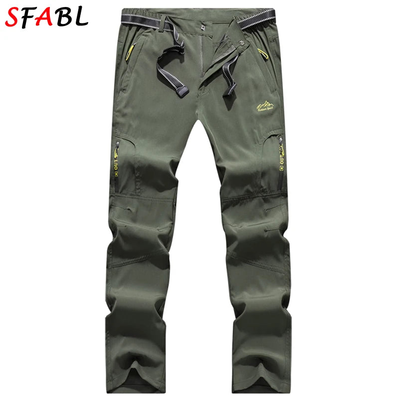 Quick Dry Hiking Pants Men Stretch Waterproof Tactical Pants Zipper Pockets