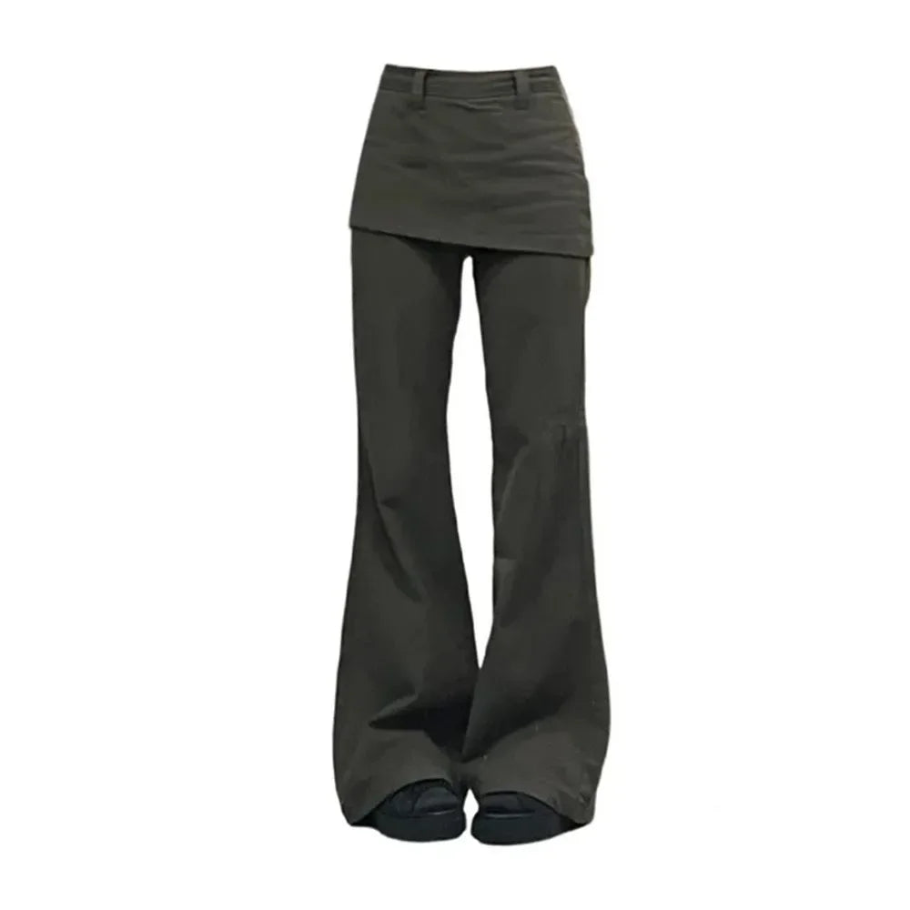 Botvotee Streetwear Fake Two-Piece Plus size Wide Leg Jeans for Women 2025 New Y2k Fashion High Waisted Flare Denim Pants