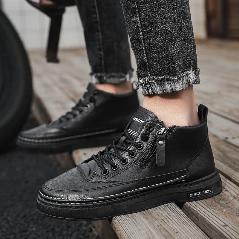 Men’s High-Top Leather Shoes – Casual Streetwear Shoes