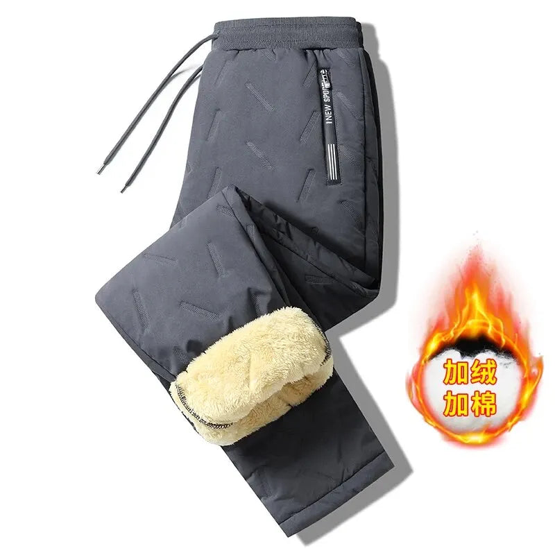 Men Plush Thick Fleece Sweatpants Lambswool Thermal Trousers