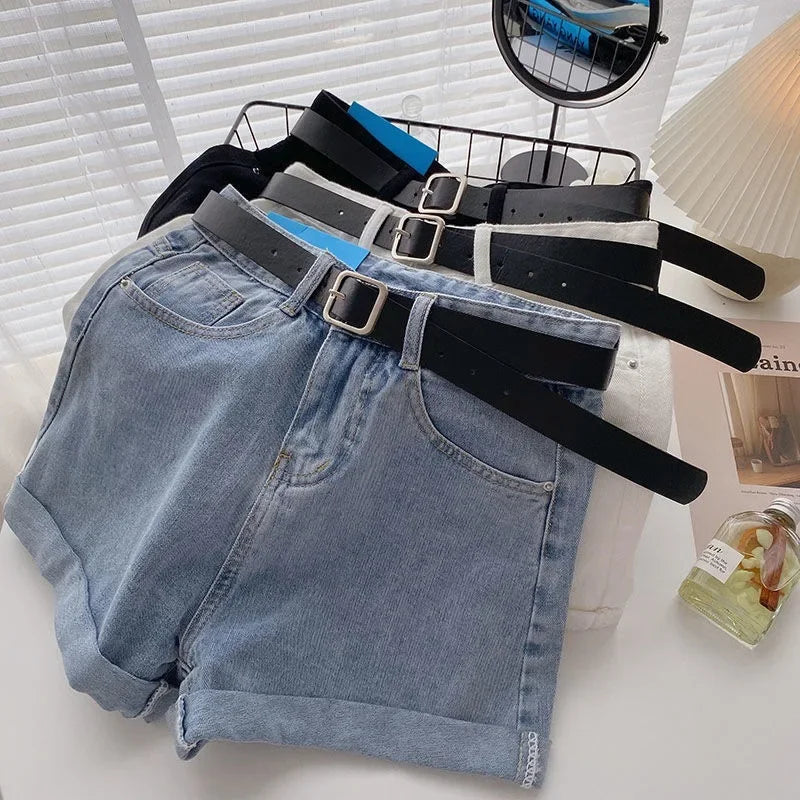 2021 New Women's Denim Shorts High-Waisted Summer Thin Loose-Fit Slimming Curved Legging A- Line Wide-Leg Trendy Jeans