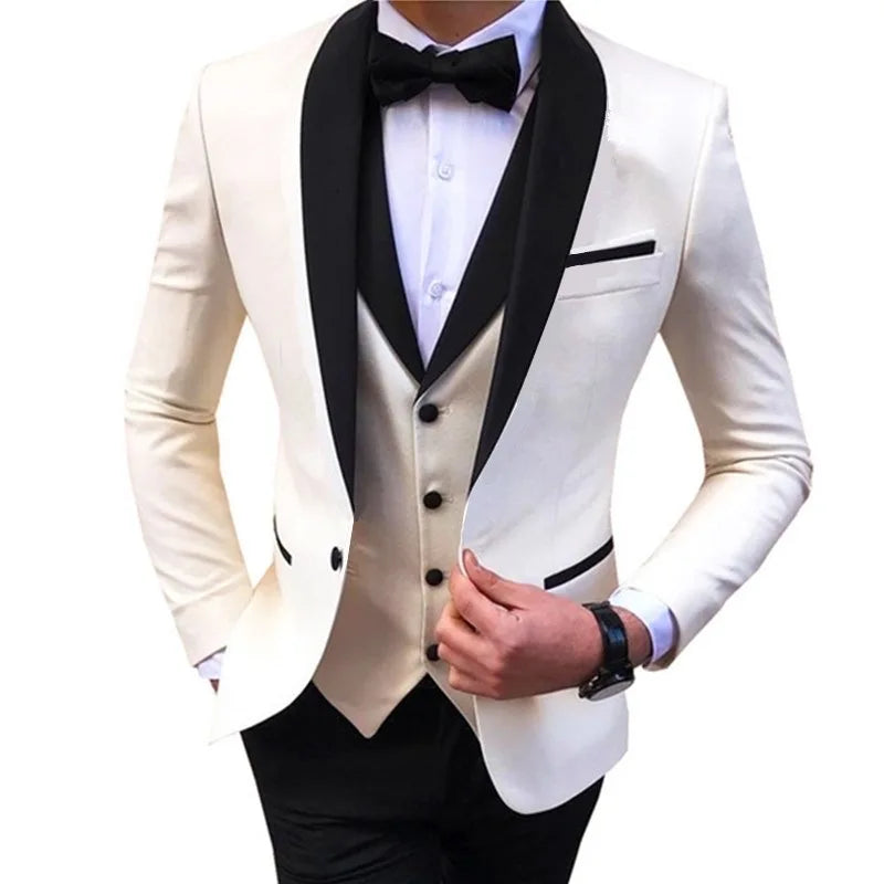 Mens 3 Piece Casual Tuxedos for Wedding