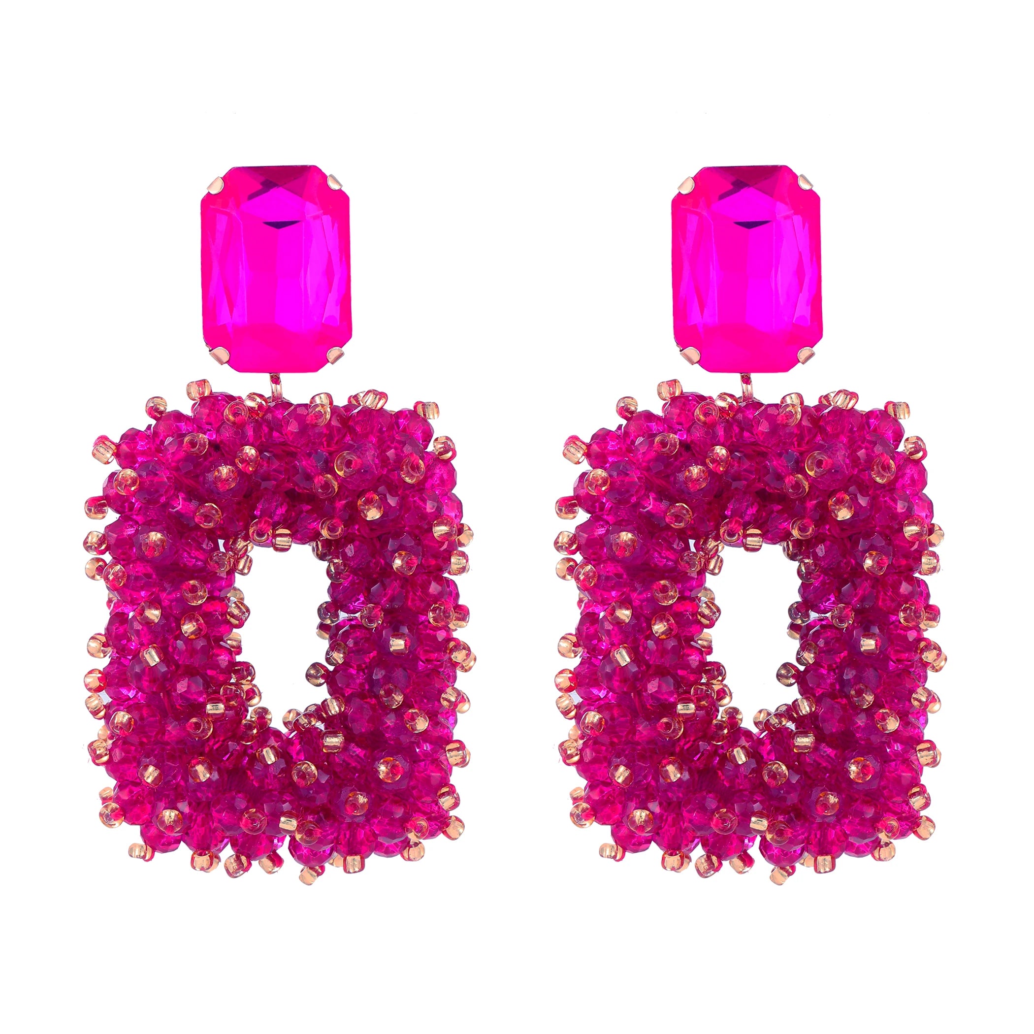 Square Crystal Drop Earrings for Women