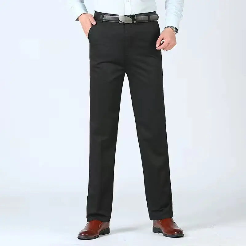 Cotton Straight Suit Pants Men's Loose Trousers