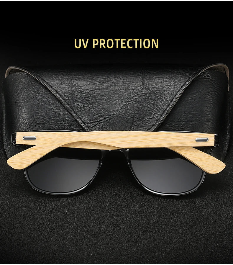 Fashion Bamboo Wood Vintage Square Sunglasses Men Women Luxury Brand Designer Sun Glasses Wooden Driving Fishing Eyewear
