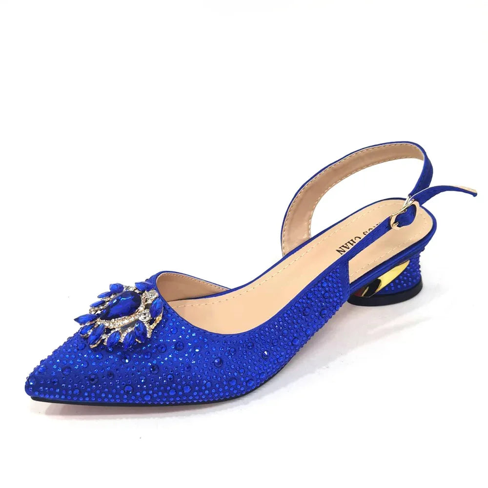 Royal Blue Sandals for Women Luxury Wedding Pumps Med Heels