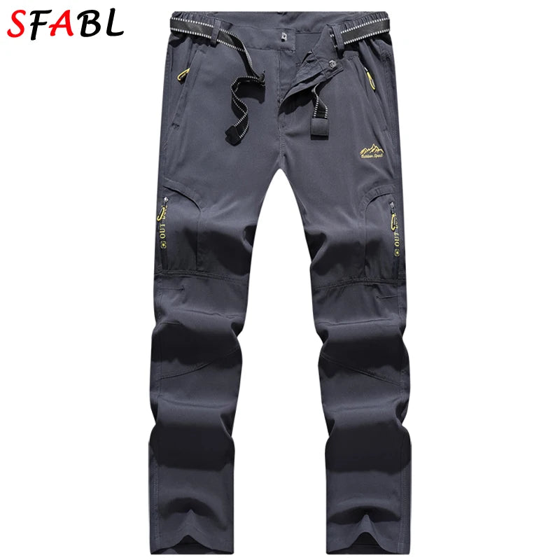 Quick Dry Hiking Pants Men Stretch Waterproof Tactical Pants Zipper Pockets