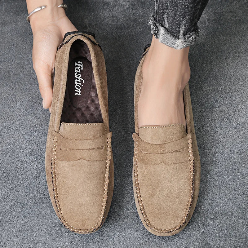 Fashion Lightweight Suede Men Casual Shoes Lazy Shoes Male Breathable Slip-on Mens Driving Shoes Comfortable Loafers Moccasins
