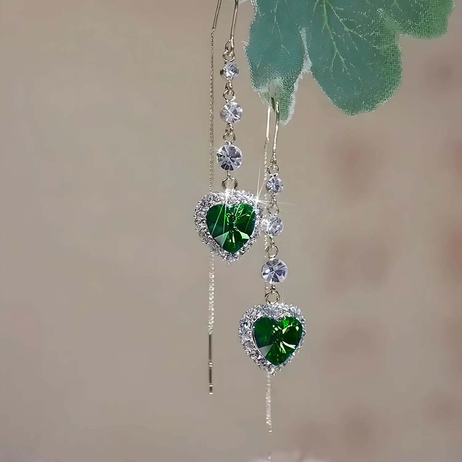 Exquisite Blue Heart Shaped Zircon Long Tassel Earrings for Women