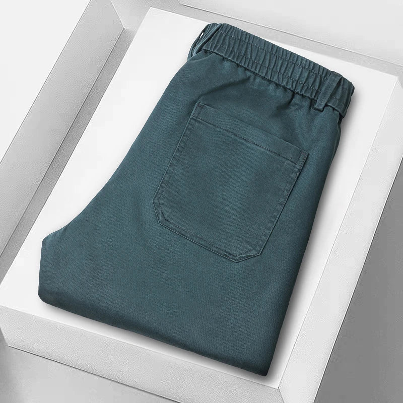 Straight Fashion Lyocell Casual Pants Men Breathable Stretch Korean Loose Trousers Trendy Wide-leg Men's Pants Plus Size M-5XL