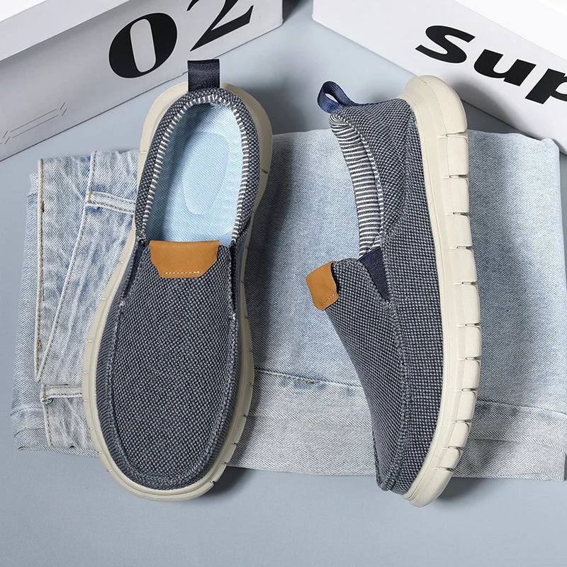 British Style Men Canvas Outdoor Casual Loafers Fashion Slip on Soft Flats Simple Comfy Handmade Driving Boat Shoe Designer Shoe