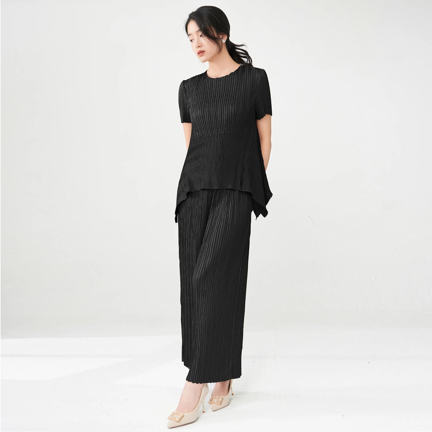 Women's pleated office casual suit