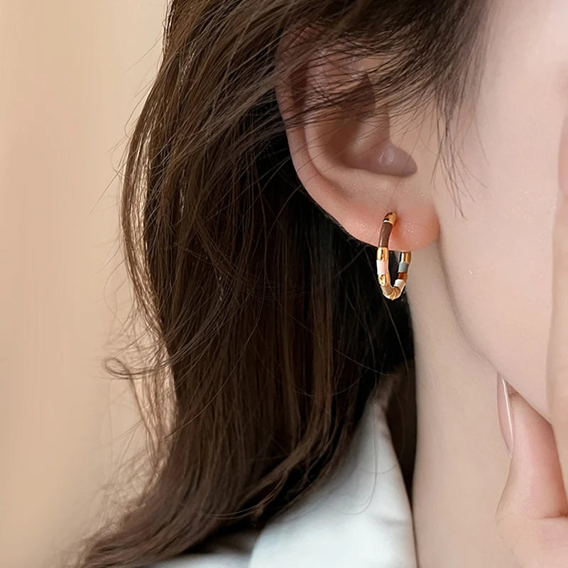 Girls' Colorful Enamel Mini Metal Round Earrings FoWomen