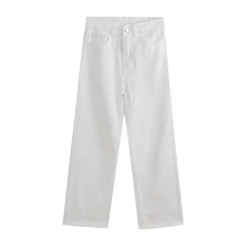 Wide-Leg Jeans Women's Spring Autumn Slimming Versatile Plus Size Pants Pear-Shaped Hip Covering Straight-Leg Trousers Trendy
