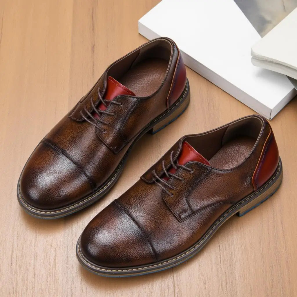 2025 New Casual shoes Retro Men's Derby Shoes Men Fashion Leather Shoes