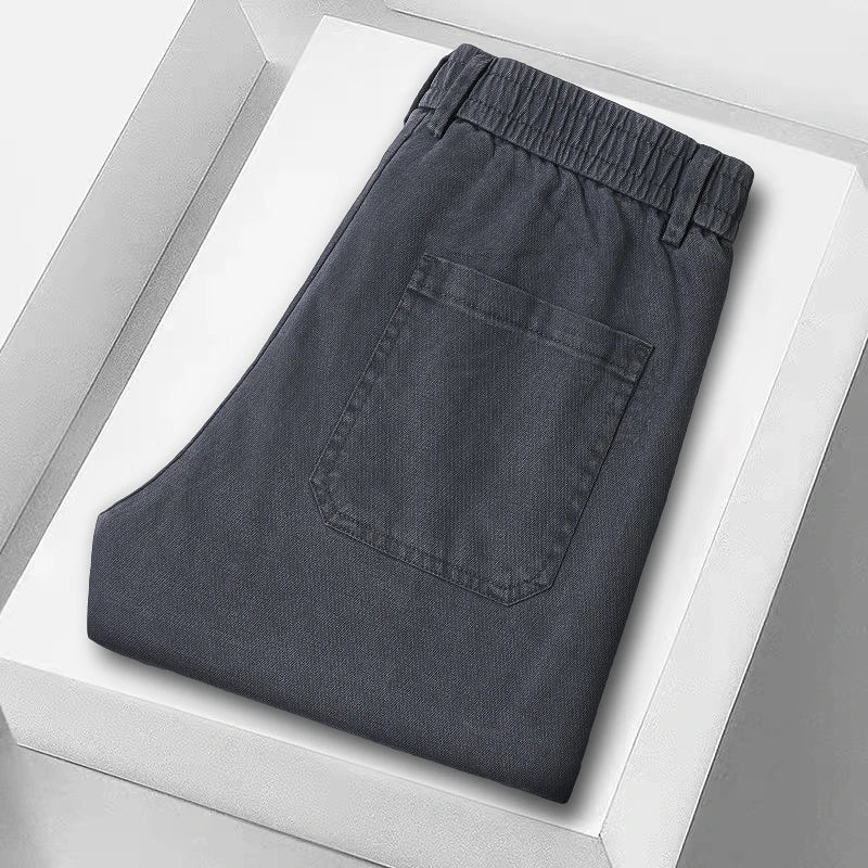 Straight Fashion Lyocell Casual Pants Men Breathable Stretch Korean Loose Trousers Trendy Wide-leg Men's Pants Plus Size M-5XL