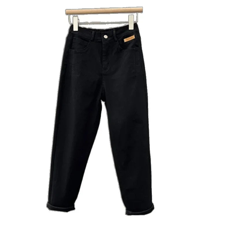 Casual High Waist Loose Fit Mom Jeans Women's New Style Versatile Elastic Waist Wide Leg Slimming Harem Dad Jeans