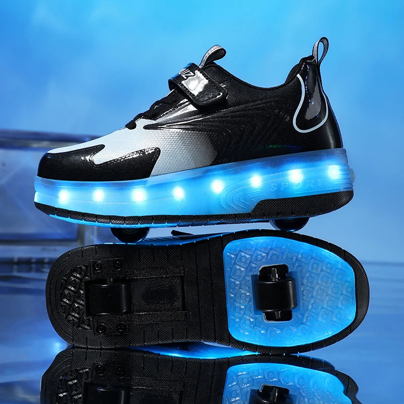 Kid Led Sneakers USB Charging Luminous Shoes Outdoor Sport Roller Skates Children Boys Kids Sneakers Girls Roller Shoes Casual