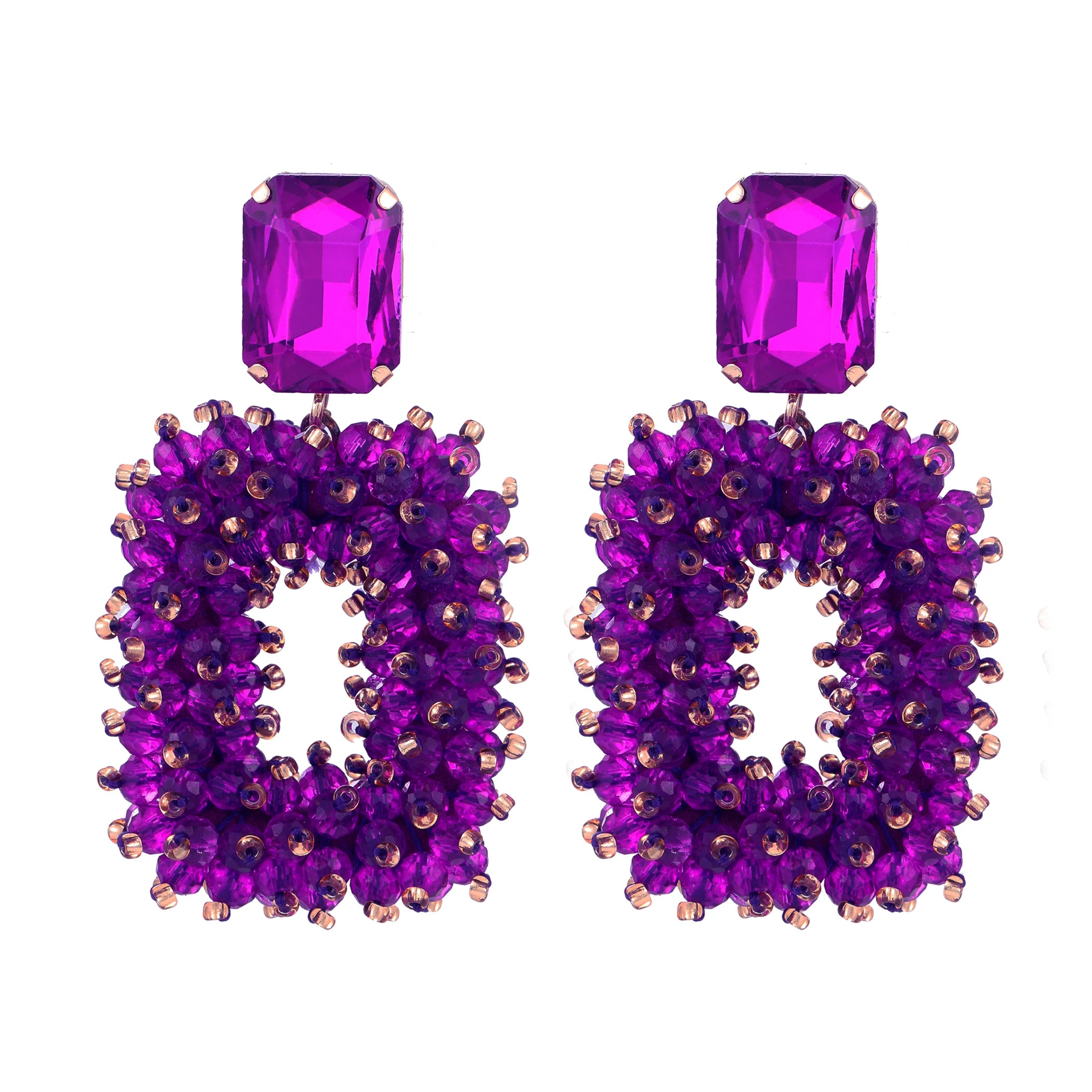 Square Crystal Drop Earrings for Women