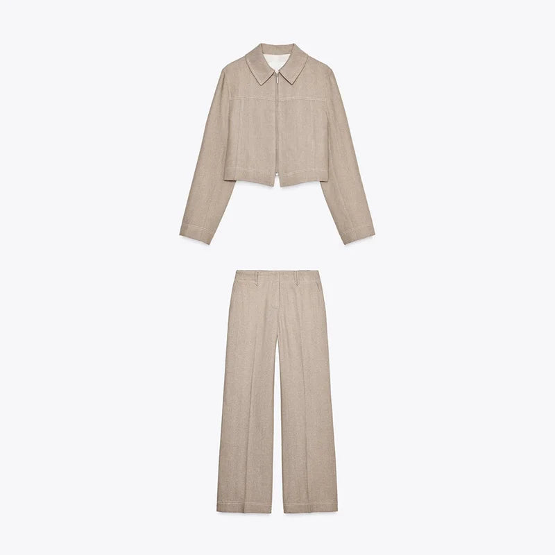 Elegant Turned Twill Women's Two Piece Suit