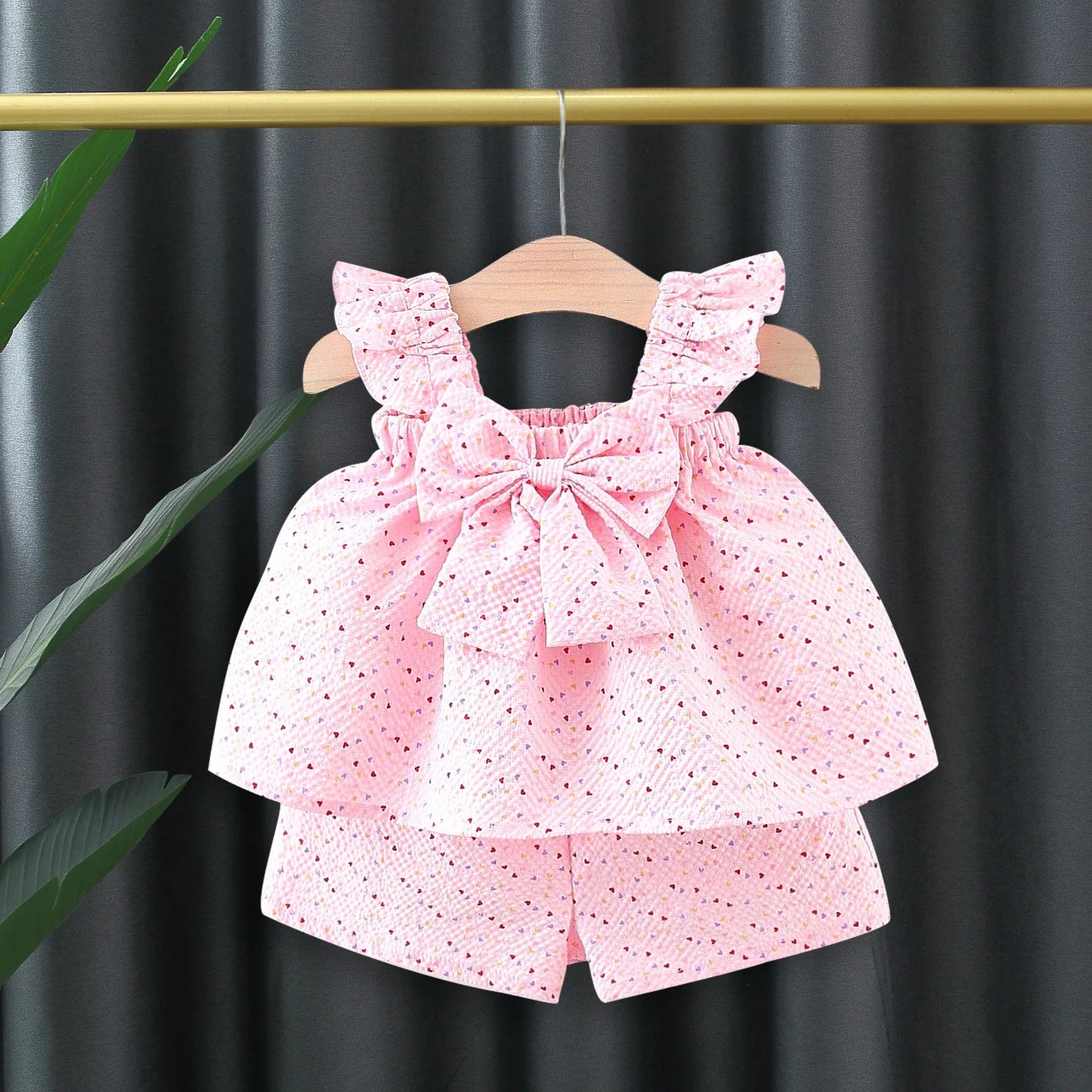 Flying Sleeve Top Short Sleeve Set For Kids