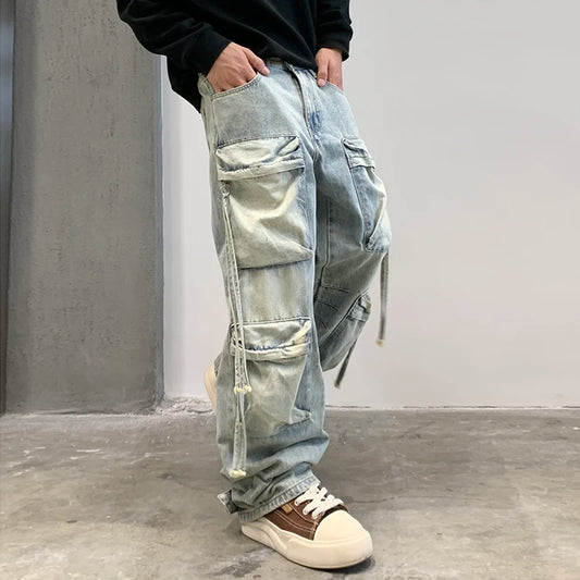 Men High Quality Cargo cowboy Pants Male Work Hunting Jeans