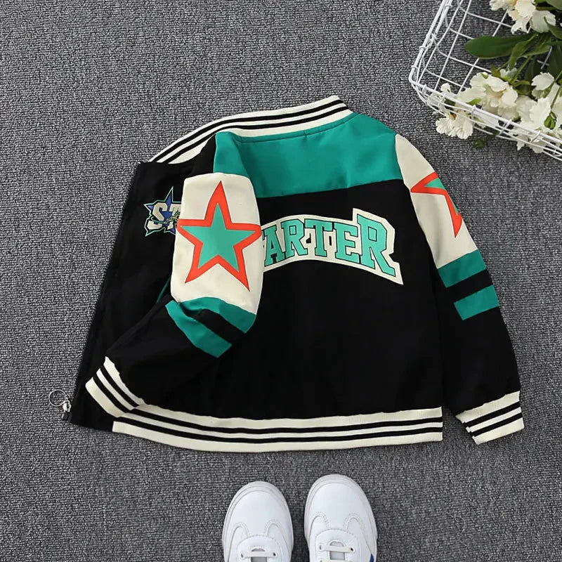 Boys Star Pattern Baseball Jackets