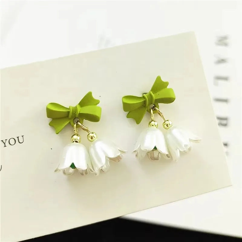 Green Color Crystal Dangle Earrings for Women