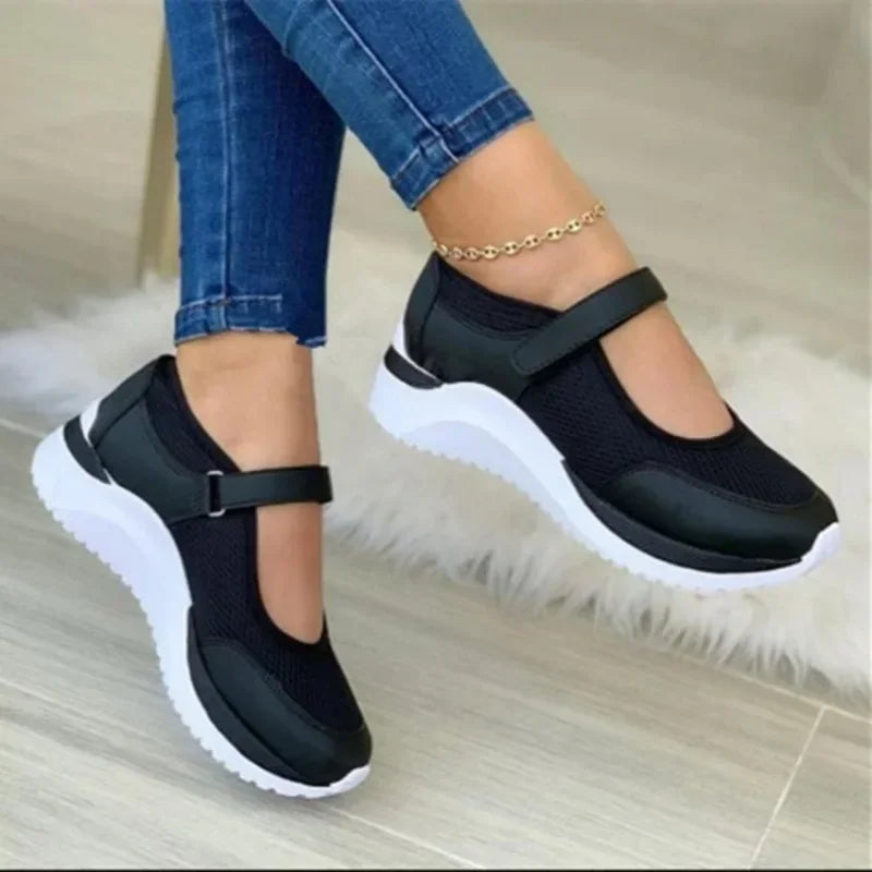 Zapatos De Suela White De Punto De Cabeza Redonda Para Mujer, Zapatillas Informales De Rejilla, Talla Grande 36-43 Women Shoes