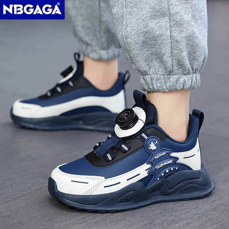 Boys Anti-Slip Waterproof Leather Running Shoes Outdoor Sports Walking Shoes Comfort Kids Sneakers For Autumn Winter 5-16 Years