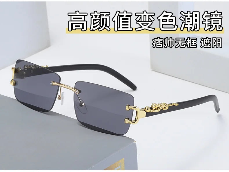 1 Pc Fashionable Women Men Sunglasses Frameless Rectangular Personalized Sunglasses for Daily Life Vintage Sun Glasses