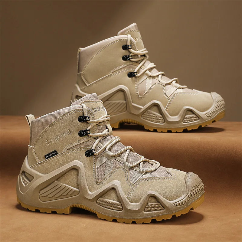 Men's Hiking Shoes Platform Outdoor Boots Men Leather Trekking Sneakers Climbing Hunting Sneaker Male Versatile Work Boots Botas