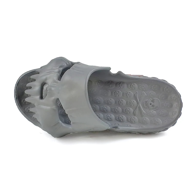 Men’s and Women’s Fashionable Soft Home Slippers – Shower Sandals with Skull Design in Black, White, Brown